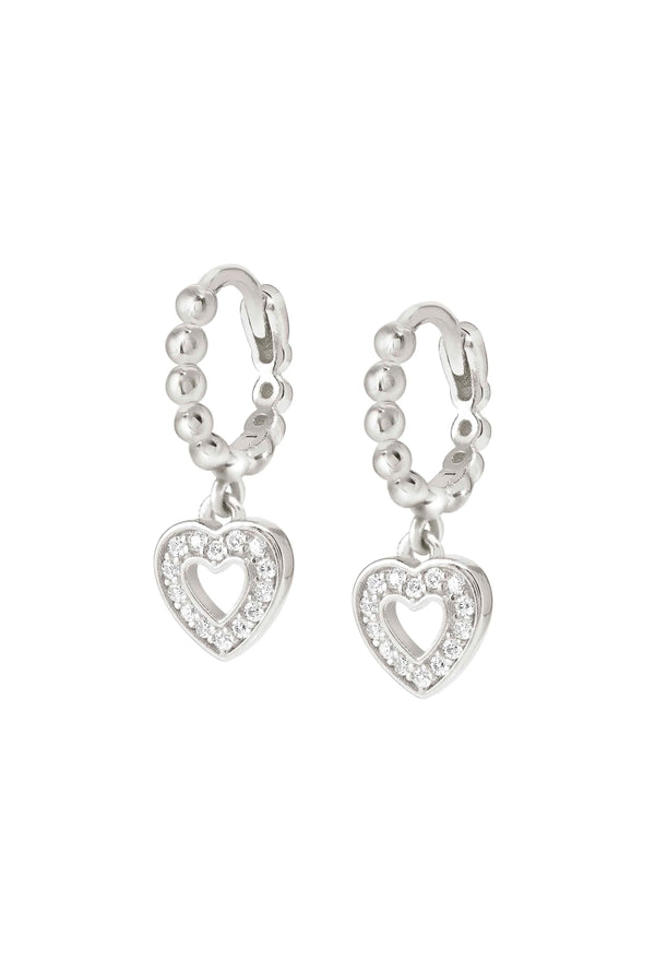 Nomination Lovecloud Mini Bead Hoop & Heart Earrings Silver