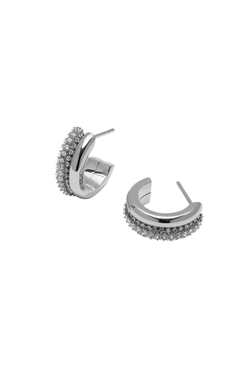 Olivia Burton Crystal Entwine Half Hoop Earrings in Stainless Steel