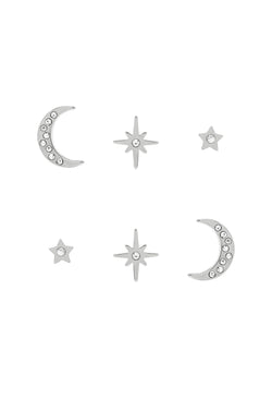 Olivia Burton North Star, Moon and Stud Earrings Set in Stainless Steel