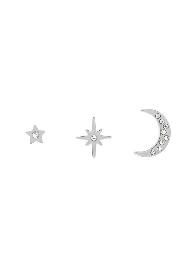 Olivia Burton North Star, Moon and Stud Earrings Set in Stainless Steel