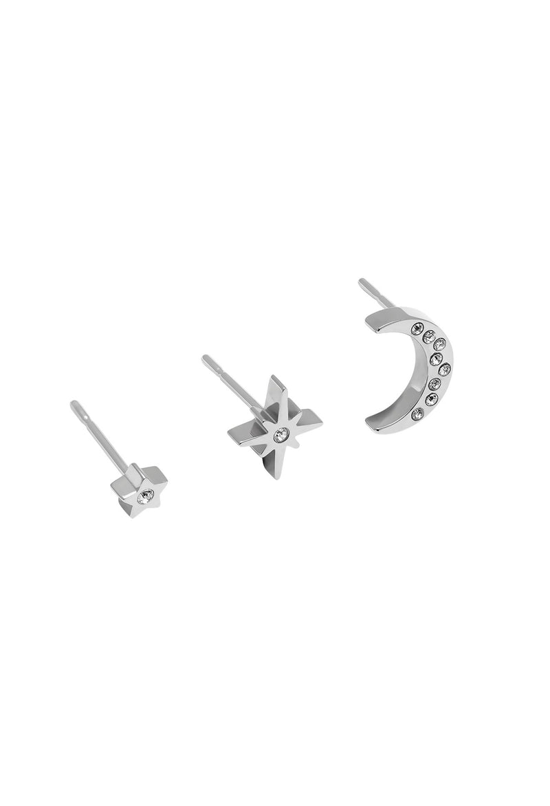 Olivia Burton North Star, Moon and Stud Earrings Set in Stainless Steel