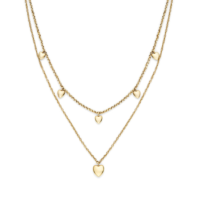 Mini Heart, Double Chain Layered Necklace 24100457