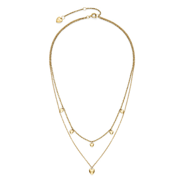 Mini Heart, Double Chain Layered Necklace 24100457