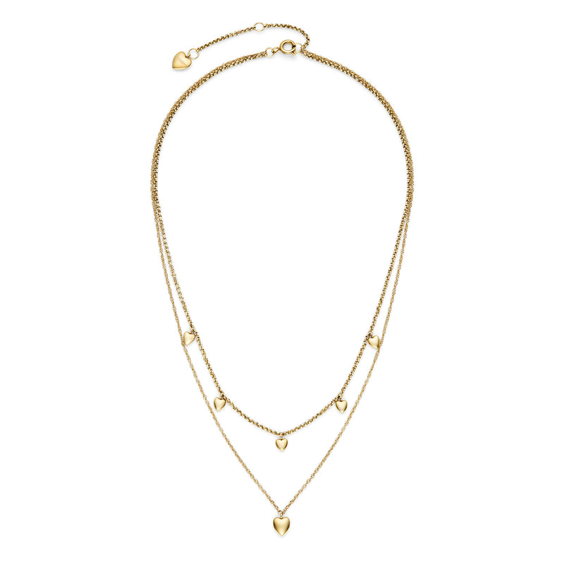 Mini Heart, Double Chain Layered Necklace 24100457