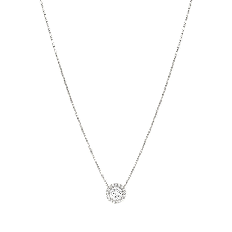 Nomination Seidivina Cubic Zirconia Halo Necklace Silver by Nomination Italy
