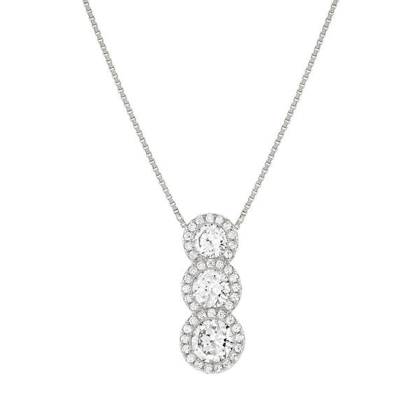 Nomination Seidivina Cubic Zirconia Triple Halo Drop Necklace Silver
