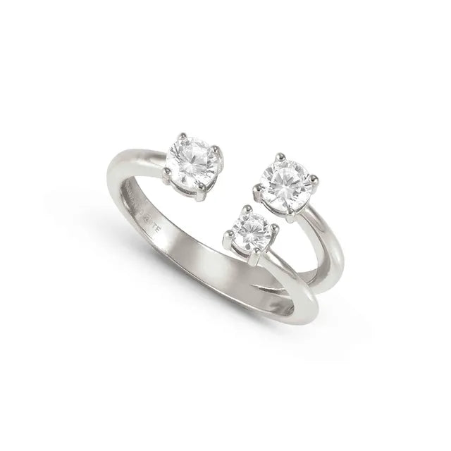Nomination Fashion Era open ring featuring three cubic zirconia stones set in a sterling silver band.