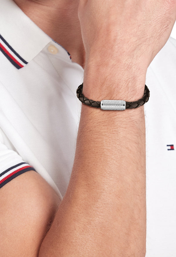 Tommy Hilfiger Gents Brown Explore The Braid Stainless Steel Bracelet *
