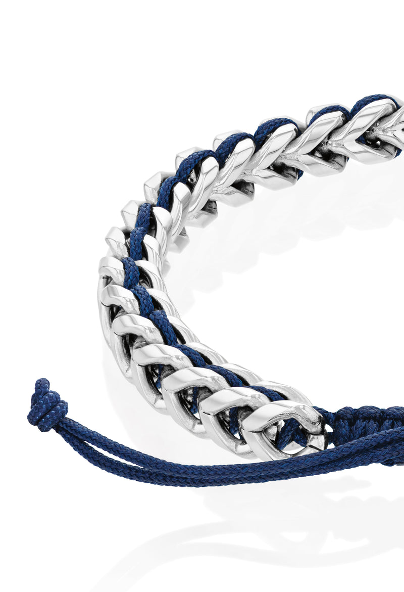 Tommy Hilfiger Braided Stainless Steel & Blue Nylon Bracelet