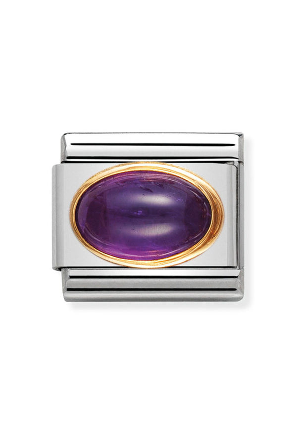 Nomination Composable Classic Link Oval Amethyst 18ct Gold