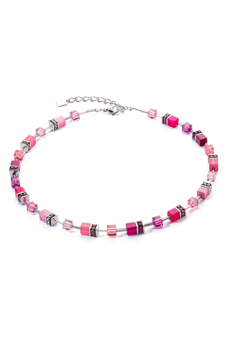 Coeur De Lion GeoCube Viva Magenta Necklace Stainless Steel