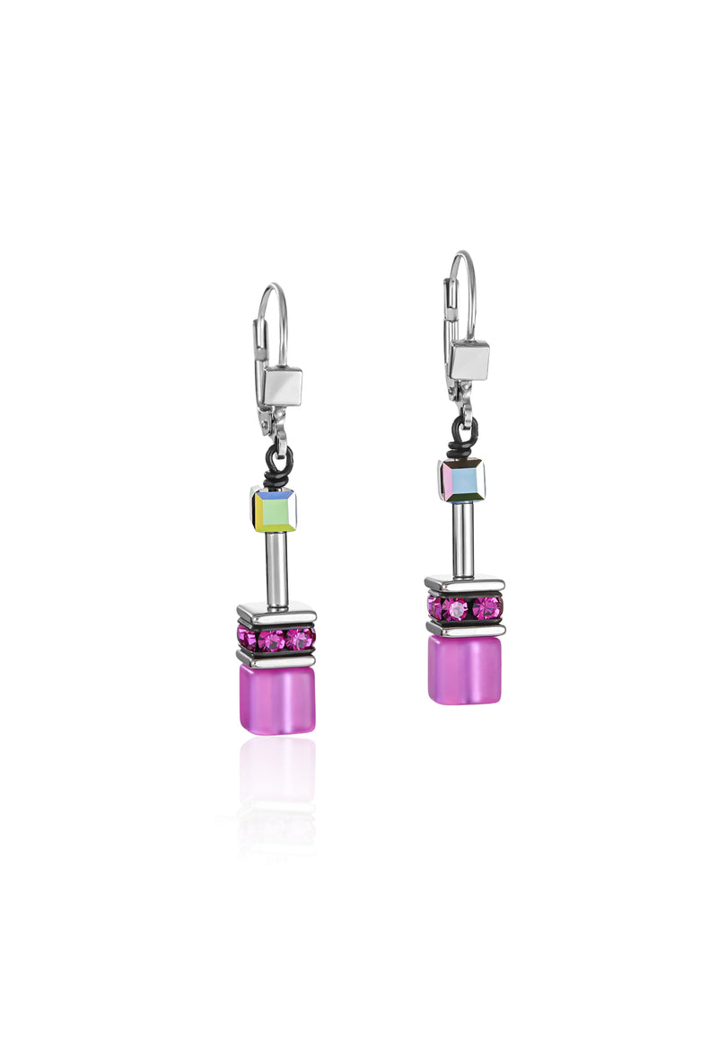 Coeur De Lion GeoCube Multicolour Rainbow-Pink Earrings Stainless Steel