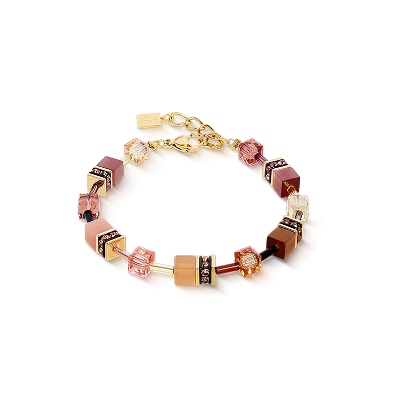 Coeur De Lion Gold Plated GeoCUBE® Brown-Apricot Bracelet 2838/30-1132