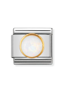 Nomination Composable Classic Link Round Stones Opal in 18k gold