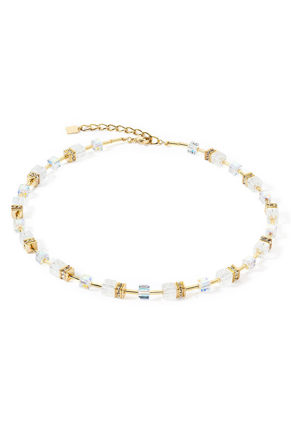 GeoCube Rock Crystal necklace, gold plated jewelry from Coeur De Lion, available at OD’s Jewellers in St Helens.