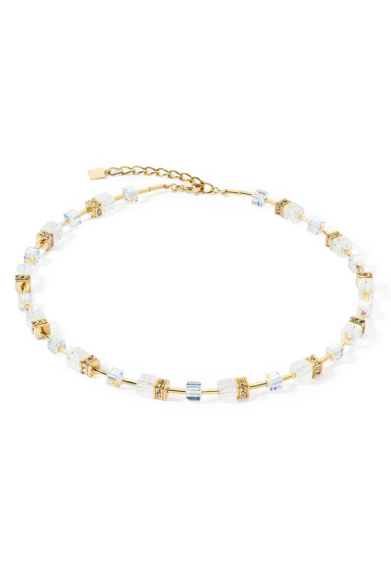 GeoCube Rock Crystal necklace, gold plated jewelry from Coeur De Lion, available at OD’s Jewellers in St Helens.