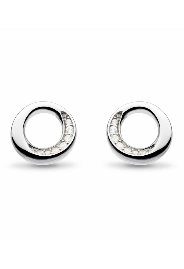 Kit Heath Bevel Cirque Pave CZ Stud Earrings in Silver
