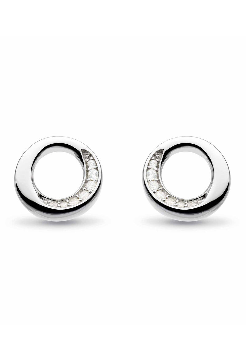 Kit Heath Bevel Cirque Pave CZ Stud Earrings in Silver