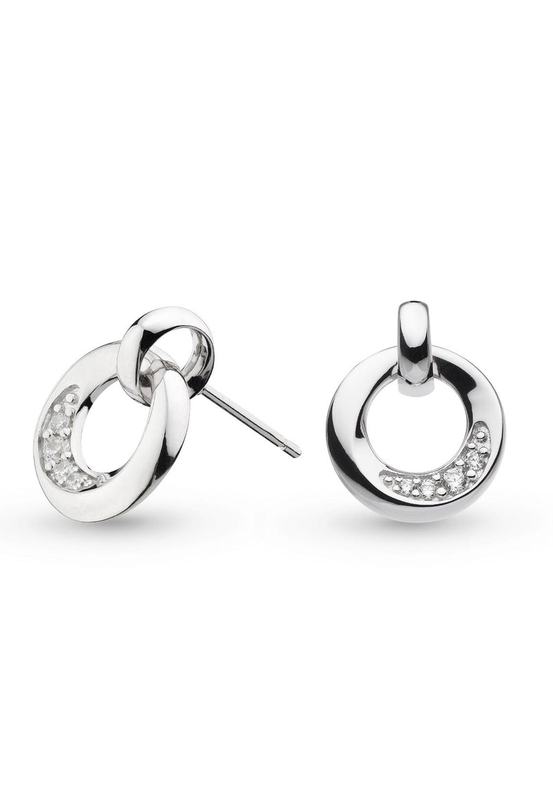 Kit Heath Bevel Cirque Pave CZ Drop Earrings in Silver