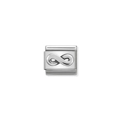 Nomination Composable Classic Link Oxidized Symbols Infinity in Stainless Steel and Sterling Silver