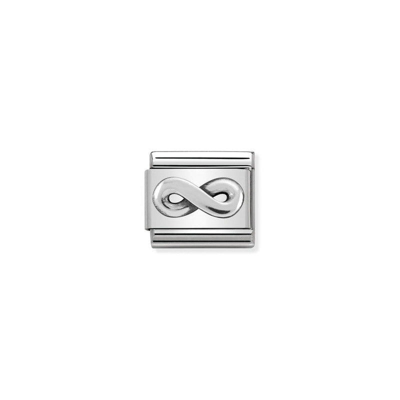 Nomination Composable Classic Link Oxidized Symbols Infinity in Stainless Steel and Sterling Silver