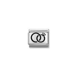 Nomination Composable Classic Link Plates Oxidized Wedding Rings in Silver 925