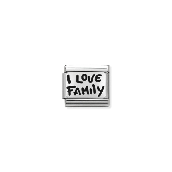 Nomination Composable Classic Link Plates Oxidized I Love Family in Silver 925