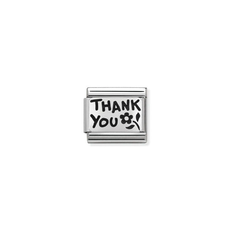 Nomination Composable Classic Link Plates Oxidized Thank You in Silver 925