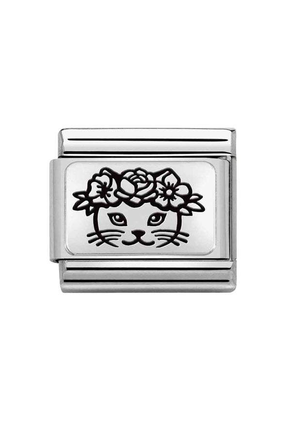 Nomination Composable Classic Link Cat Flowers in Silver