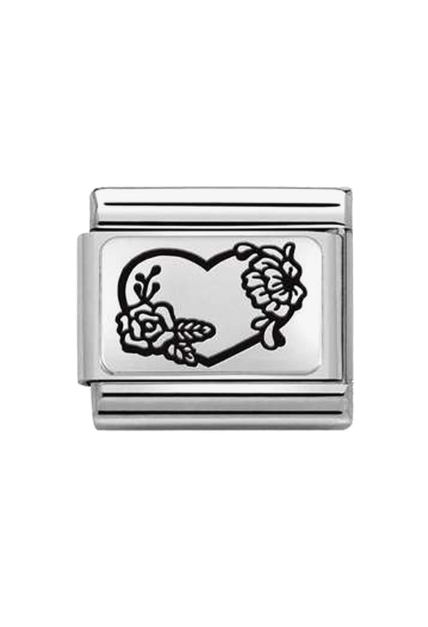Nomination Composable Classic Link Heart Flowers in Silver *