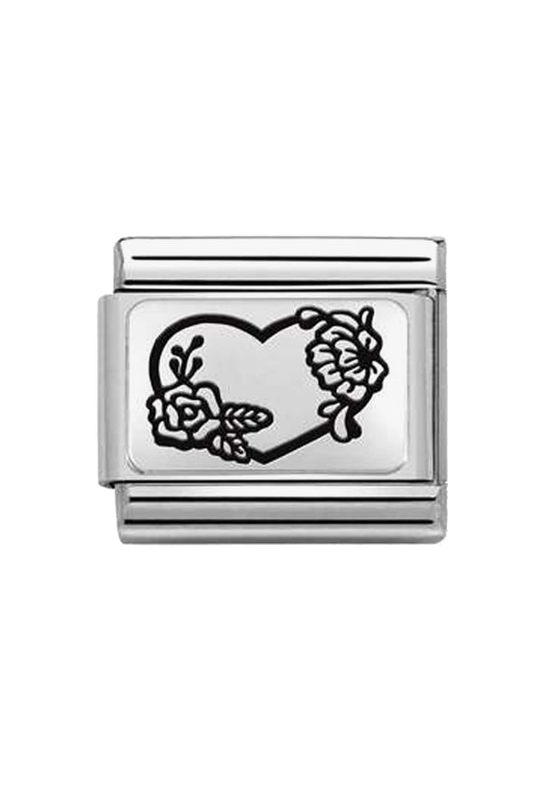 Nomination Composable Classic Link Heart Flowers in Silver