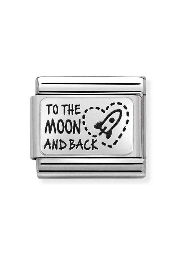 Nomination Composable Classic PLATES TO THE MOON AND BACK in Steel and 925 Sterling Silver