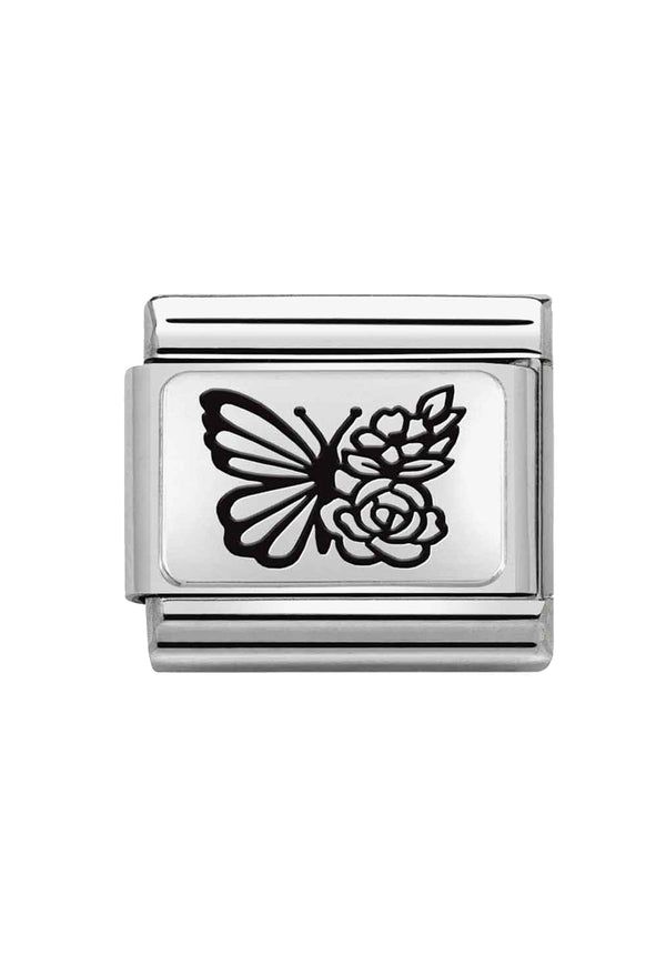 Nomination Composable Classic Link Butterfly Flowers in Silver *