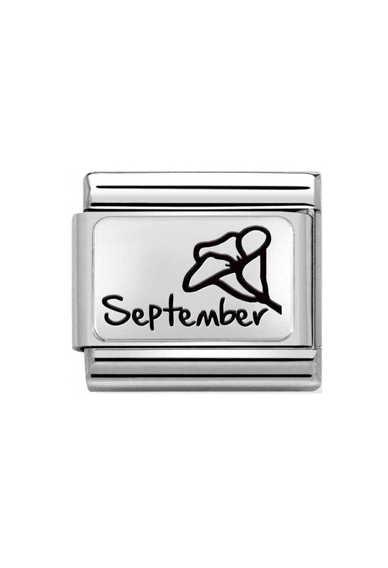 Nomination Composable Classic Link Month Flower Plate September in Silver