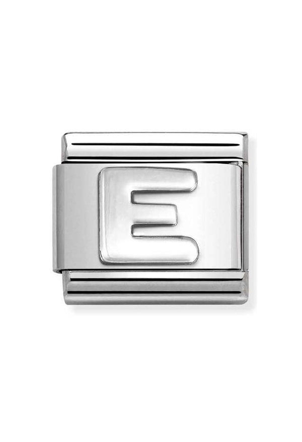 Nomination Composable Classic Oxidized LETTERS E in Steel and 925 Silver