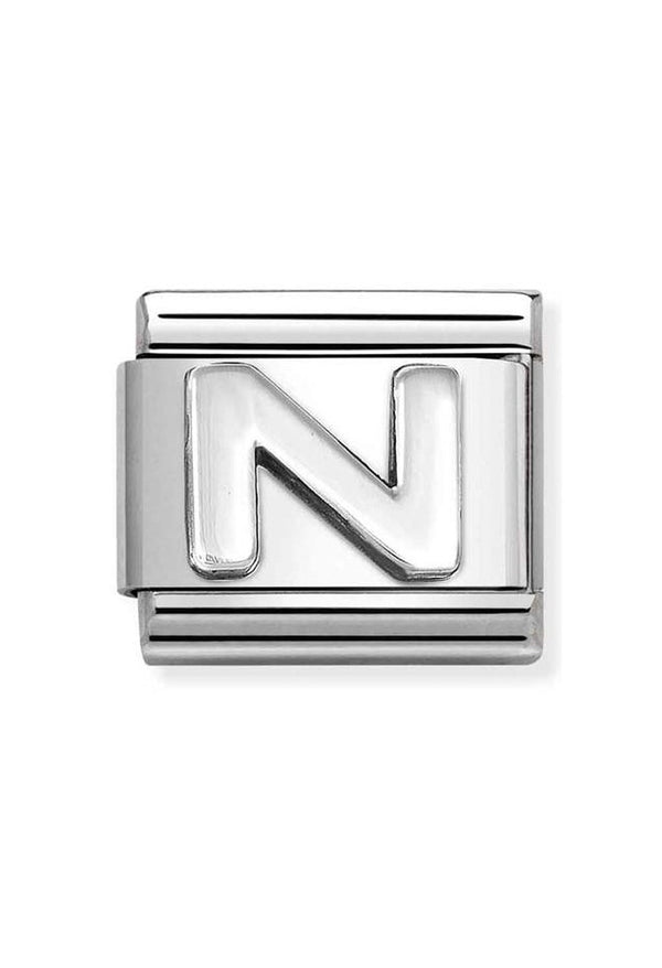Letter N charm for Nomination Composable bracelet. Oxidized finish, steel and silver construction. Personalize your bracelet.
