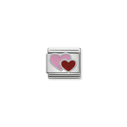 Nomination Composable Classic Link Symbols Pink And Red Double Heart in enamel and Silver 925