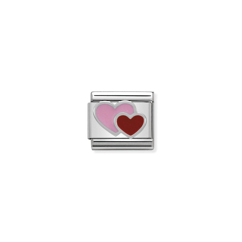 Nomination Composable Classic Link Symbols Pink And Red Double Heart in enamel and Silver 925