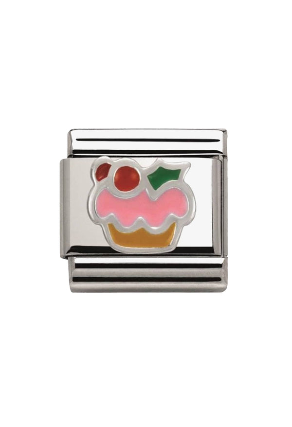 Nomination Composable Classic Link CHRISTMAS CUPCAKE in Stainless Steel, Enamel & Arg 925