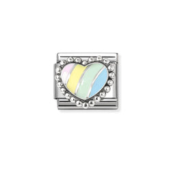 Nomination Composable Classic Pastel Multicolour Enamel Raised Heart In Stainless Steel and Silver