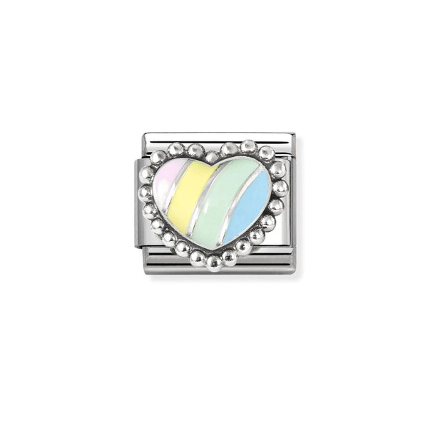 Nomination Composable Classic Pastel Multicolour Enamel Raised Heart In Stainless Steel and Silver