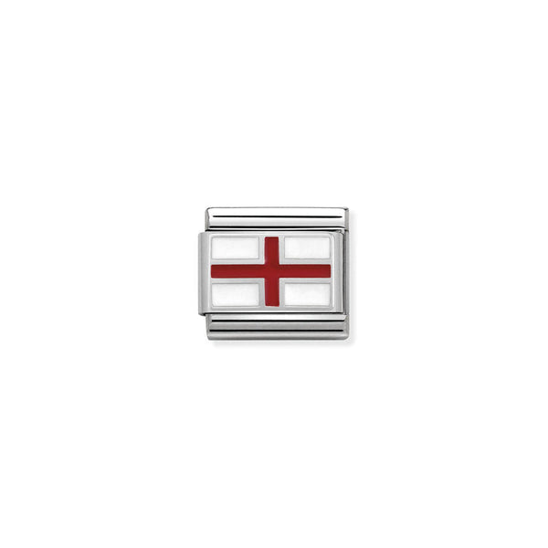 Nomination charm featuring the England flag in red and white. Perfect for celebrating English pride. Sterling silver.