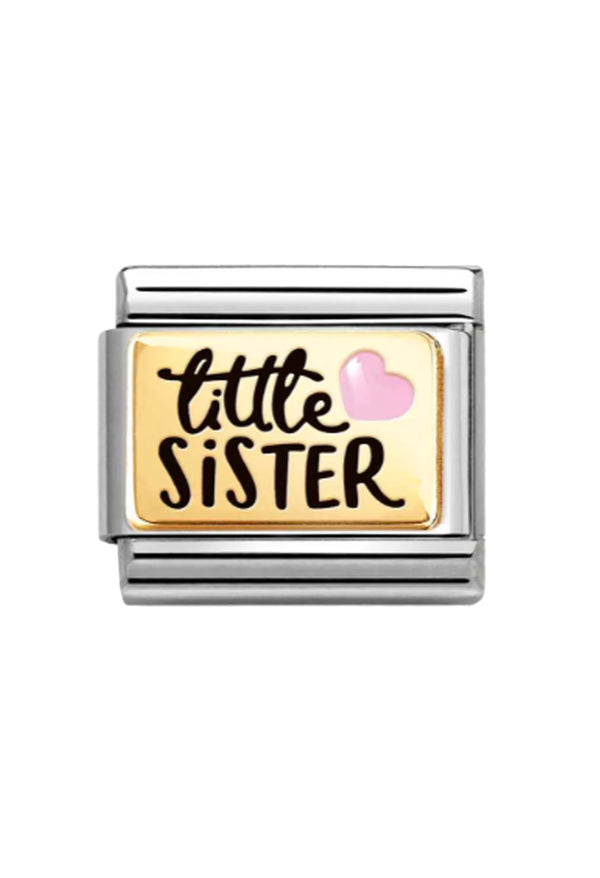 Nomination Composable Classic PLATES LITTLE SISTER in steel, enamel and 18k gold