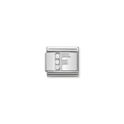Nomination Composable Classic Link Alphabeth F in Cubic Zirconia and 925 Silver