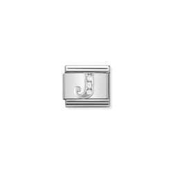 Nomination Composable Classic Link Alphabeth J in Cubic Zirconia and 925 Silver