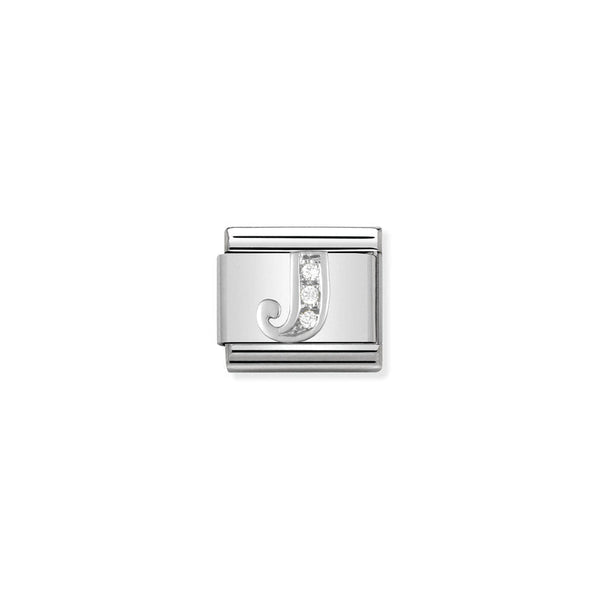 Nomination Composable Classic Link Alphabeth J in Cubic Zirconia and 925 Silver