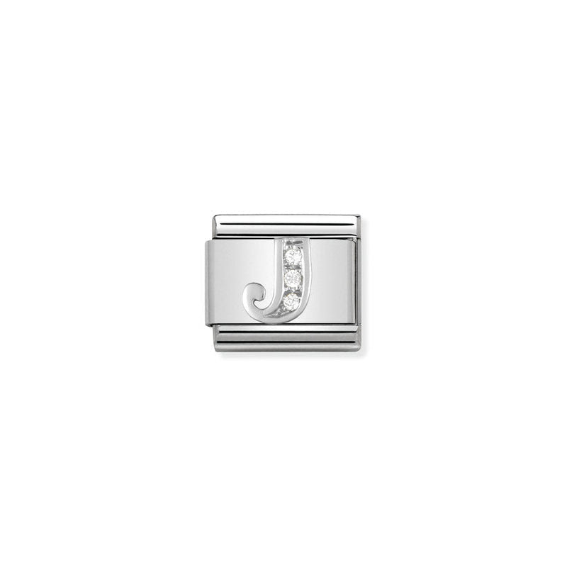 Nomination Composable Classic Link Alphabeth J in Cubic Zirconia and 925 Silver