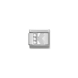 Nomination Composable Classic Link Alphabeth K in Cubic Zirconia and 925 Silver