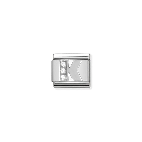 Nomination Composable Classic Link Alphabeth K in Cubic Zirconia and 925 Silver