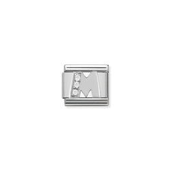 Nomination Composable Classic Link Alphabeth M in Cubic Zirconia and 925 Silver